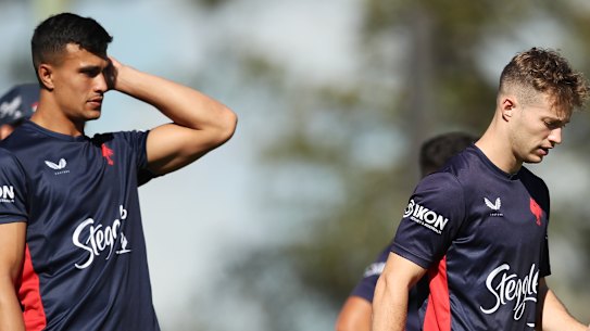 Sam Walker, right, and Joseph Joseph Suaalii would be considered Roosters rookies under the proposal.