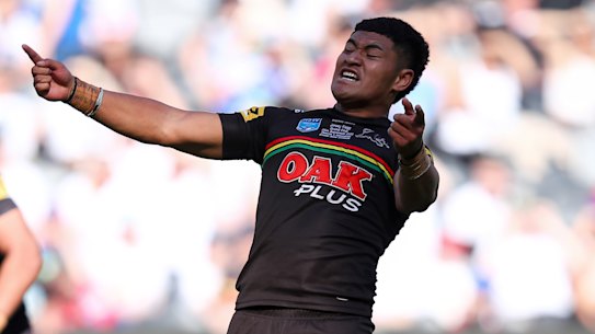 Isaiya Katoa playing for Penrith.