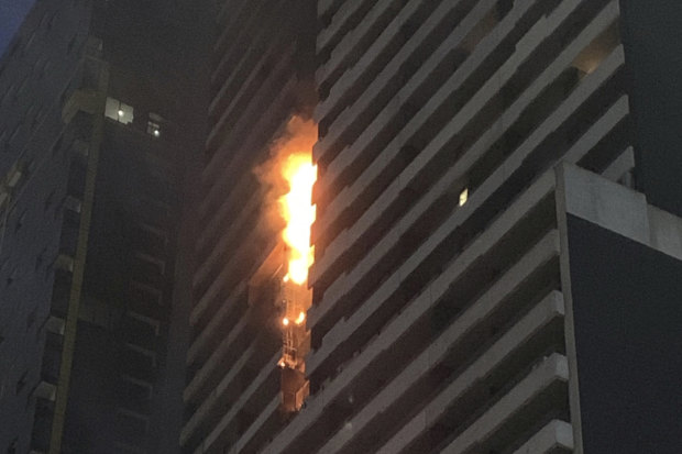 The Neo 200 apartment building in central Melbourne caught fire in February.