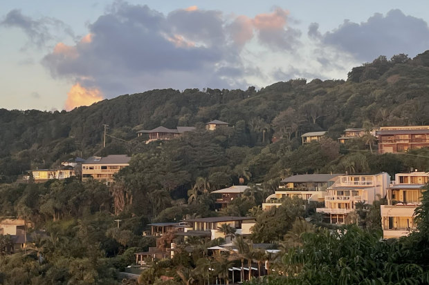 Ultra-expensive properties overlooking Wategos Beach.