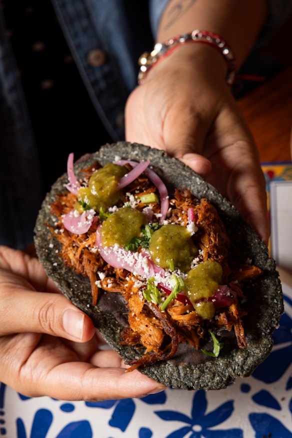 Chabela serves huaraches, a thicker, oblong cornmeal-based taco.