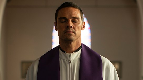 Jay Ryan stars as the gun-toting Father Byron Swift in <i>Scrublands</i>.