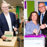 Scott Morrison and Anthony Albanese cast their votes.