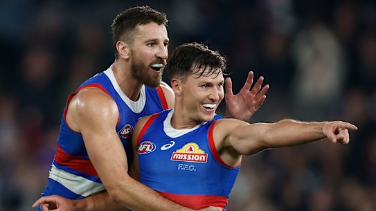 Marcus Bontempelli (left) and Anthony Scott.