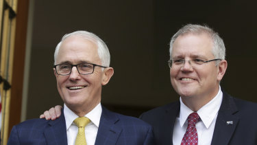 Malcolm Turnbull and Scott Morrison two days before Mr Turnbull was replaced as Liberal leader and Prime Minister.