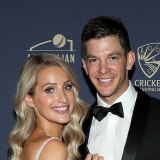 Bonnie and Tim Paine at the 2020 Cricket Australia Awards. 
