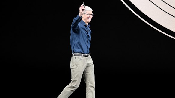 Apple chief executive Tim Cook unveiled the company's new iPhones in California on Wednesday.