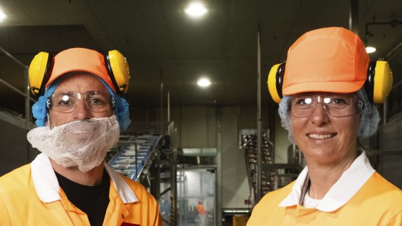The new owners of Sara Lee, Brooke and Klark Quinn, at the Central Coast production facility.