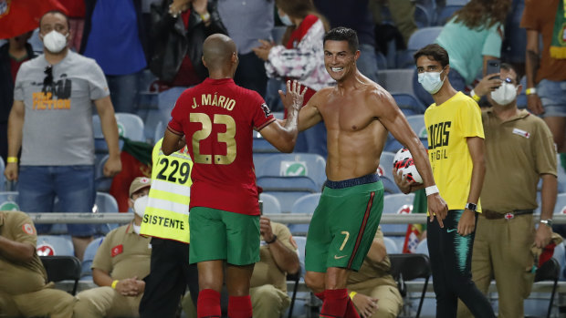 Cristiano Ronaldo scores for Portugal.