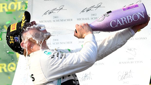 Champagne moment: Valtteri Bottas.