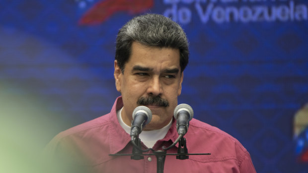 Venezuelan President Nicolas Maduro speaks after casting a ballot on Sunday.