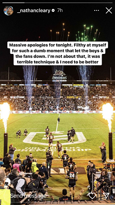 Nathan Cleary’s Instagram apology.