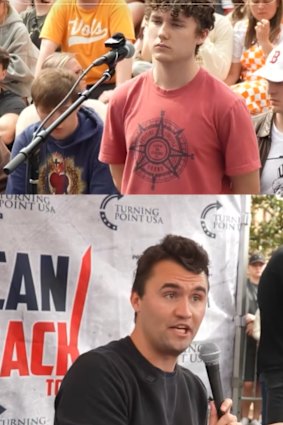 Charlie Kirk postou clipes de seus debates no Tiktok.