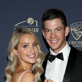 Bonnie and Tim Paine at the 2020 Cricket Australia Awards. 