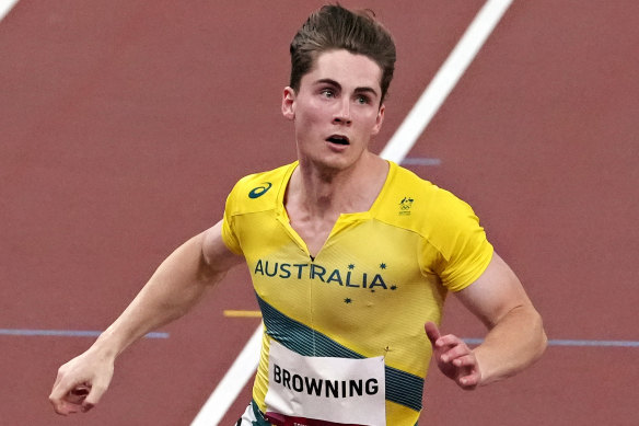 Australia’s Rohan Browning in the semis at the Tokyo Olympics.