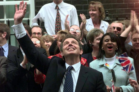 Tony Blair on Downing Street following the 1997 election.