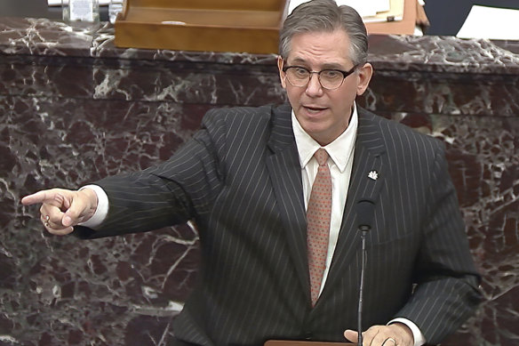 Bruce Castor, lawyer for former US president Donald Trump, speaks during the second impeachment trial of Trump in the Senate at the US Capitol in Washington.