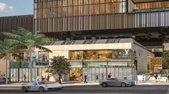 An artist’s impression of the ‘Luxe Box’, part of a promised high-end retail precinct at Queen’s Wharf Brisbane.