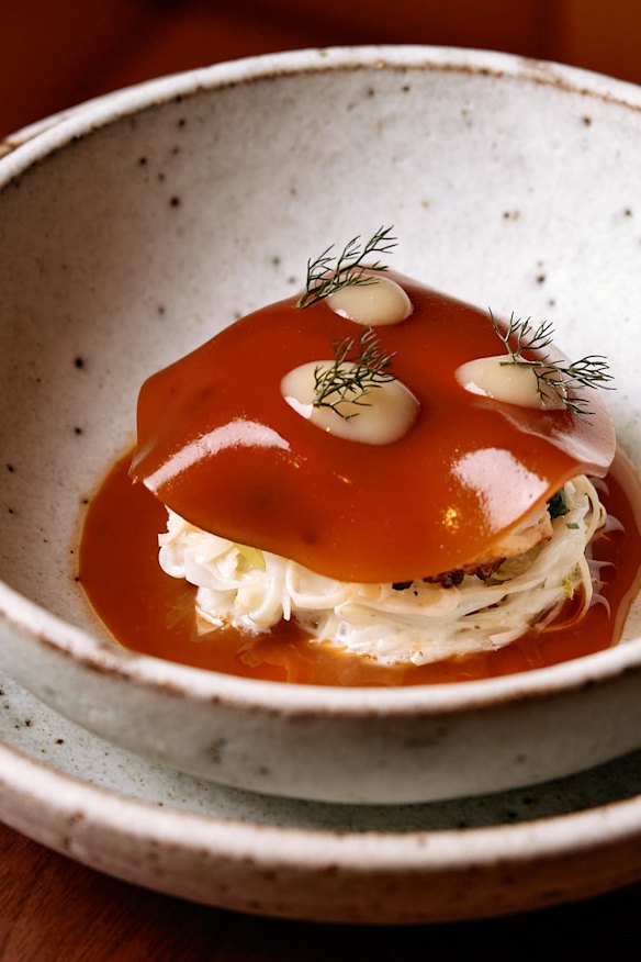 Moreton Bay bugs with remoulade, champagne veil and lemon myrtle.