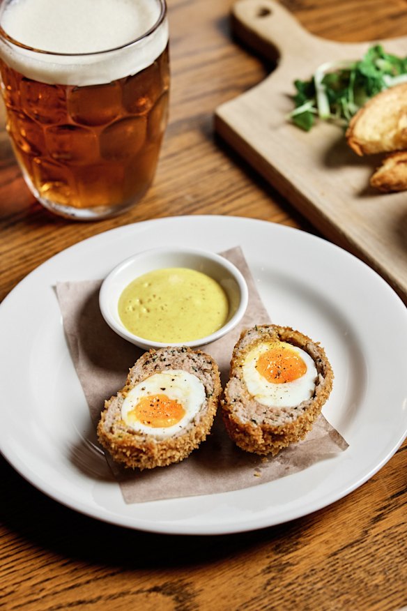 The Rose &amp; Crown’s Scotch egg with mustard mayo.