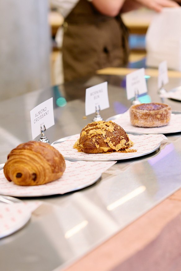 Landing’s initial selection of pastries includes almond croissants, pain au chocolat, morning buns and gochujang scrolls.