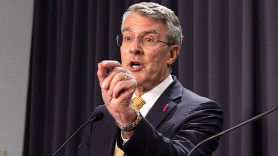 “That is an absurd question”: Attorney-General Mark Dreyfus during the press conference.