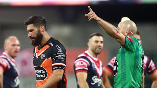 James Tamou was sent off in the final minute against the Sydney Roosters