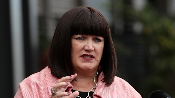 Rugby Australia boss Raelene Castle speaks to media. 