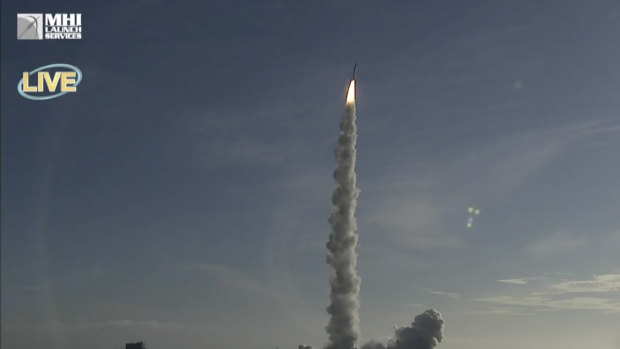 The H-IIA rocket with United Arab Emirates' Mars orbiter Hope lifts off from Tanegashima Space Centre in Minamitane, Japan.