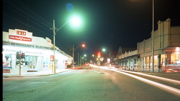 A photo taken by Mr Hyde in April 1997 showing the amount of lighting on Stirling Highway, Claremont around the same time of night that Ciara vanished from the area. 