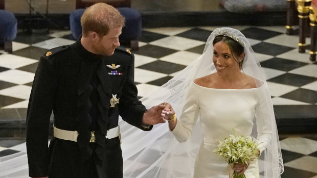 Meghan, the Duchess of Sussex, in her gown by Givenchy's Clare Waight Keller.