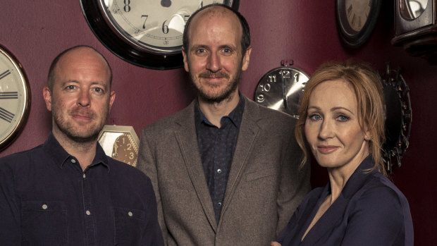 John Tiffany (left), director of Harry Potter and the Cursed Child, with writer Jack Thorne, who also wrote The Secret Garden, and author J.K. Rowling.
