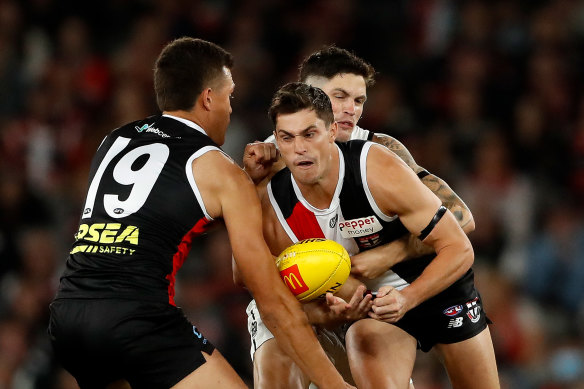 Jack Steele in action against Carlton. 