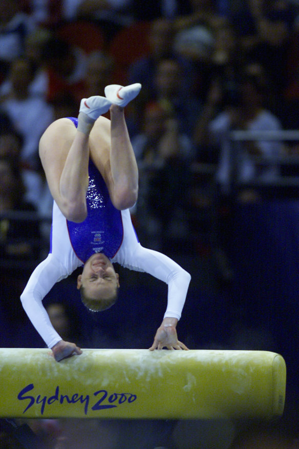 Great Britain's Annika Reeder crashes on the vault, which had been set 5cm too low. 
