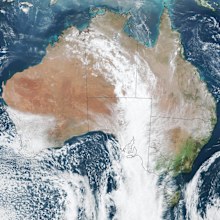 Satellite image showing a large cloud band over Australia on Friday.