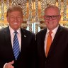 Shame about the “pile-on”: Donald Trump with Scott Morrison at the former president’s penthouse apartment in Trump Tower.