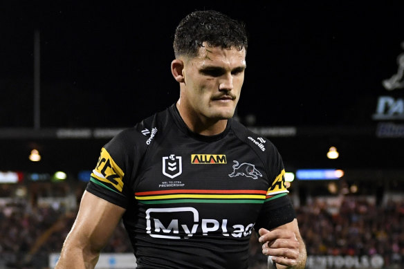 Nathan Cleary comes from the field on  Friday.
