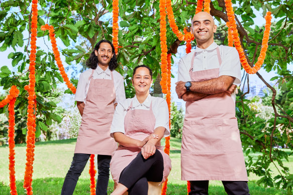 From left: Mischa Tropp, Helly Raichura and Harry Mangat are cooking the World’s Longest Brunch.
