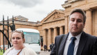 Siblings Lauren and Adam Cranston leave Darlinghurst Courthouse in 2022. 