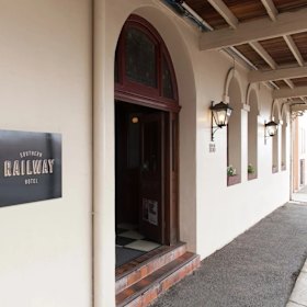 Outside the Railway.