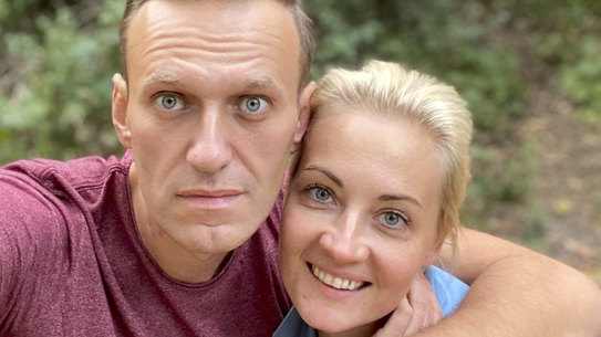 Russian opposition leader Alexei Navalny, left, pictured with his wife Yulia.