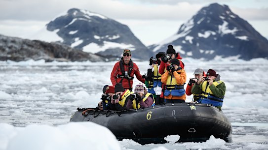 A Zodiac excursion in Antarctica.