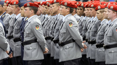 Macron wants a Euro Army. Pictured: German Bundeswehr soldiers.