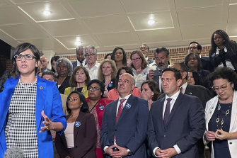 Texas state Representative Jessica Gonzalez speaks after House Democrats pulled off a dramatic, last-ditch walkout.