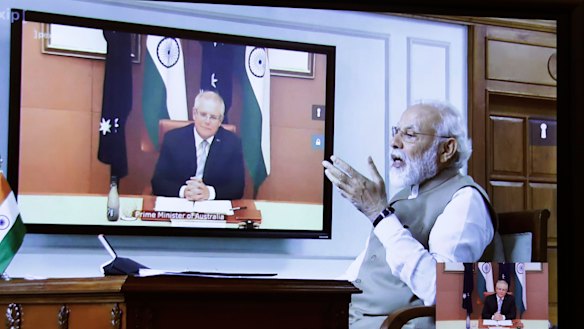 Narendra Modi and Scott Morrison held a virtual summit last month.
