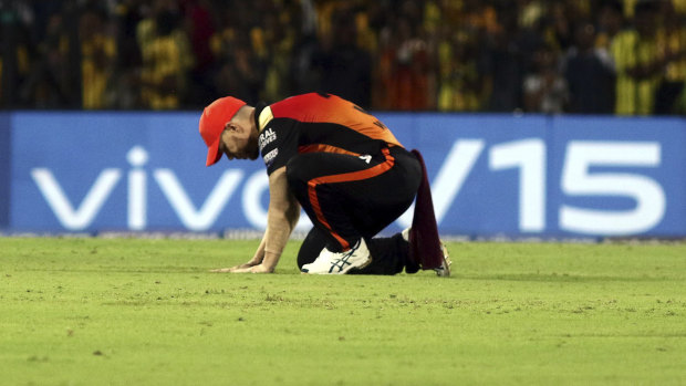 A disappointed David Warner after the loss.