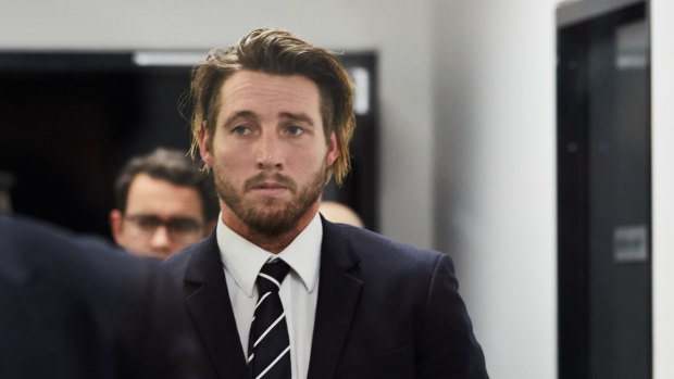 Dale Thomas at the AFL Tribunal on Tuesday night.