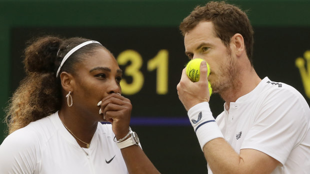 Power couple: Serena Williams partners with Andy Murray in the mixed doubles at Wimbledon.