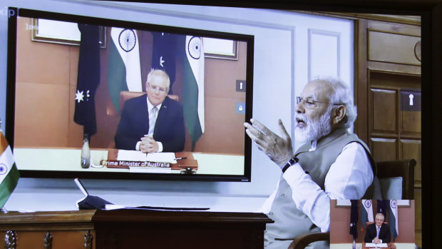 Narendra Modi and Scott Morrison held a virtual summit last month.
