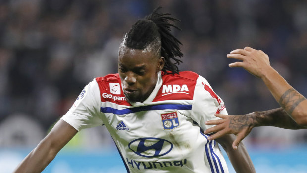 Former Chelsea player Bertrand Traore, photographed here playing for Lyon, was pictured playing in an under-18 game against Arsenal when he was 16.